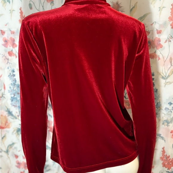 Vintage Saks Fifth Avenue Red Velvet Button Down Shirt - Picture 6 of 11
